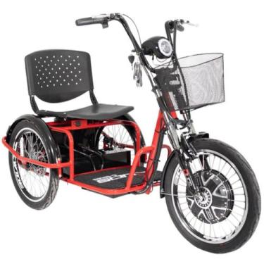 Imagem de Triciclo Elétrico Kit 800W Lítio Ré Farol e Alarme Fox Vermelho com Ce
