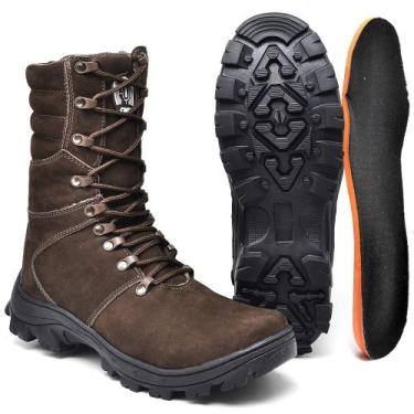 Imagem de Bota Masculina De Couro Cano Longo Adventure Confortável Resistente Tr