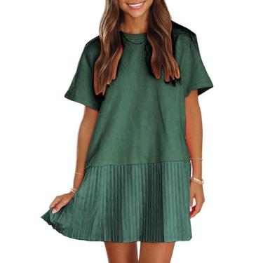 Imagem de Vestido feminino EXLURA 2025 de manga curta de verão verde escuro