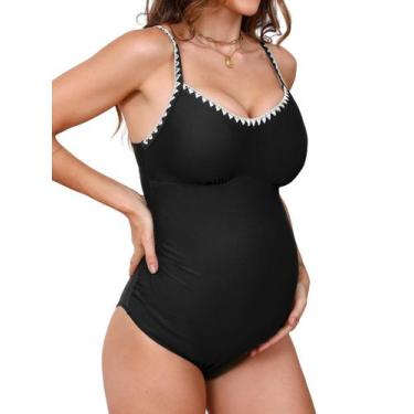 Imagem de Maiô de maternidade CUPSHE One Piece com alça ajustável preta XS