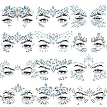 Imagem de Conjunto de joias faciais, adesivos de strass Allruyee Mermaid Glitter