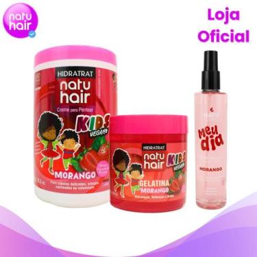 Imagem de Kit Morango com Body Splash, Creme para Pentear e Gelatina - Natuhair