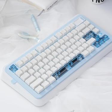 Imagem de Conjunto de teclas de jade branco com perfil cereja personalizado de 164 teclas, transferência UV, adequado para teclado mecânico Cherry Mx 61/64/87/104/108