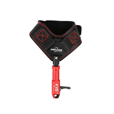 Imagem de Auxiliares de liberação de arco composto para tiro com arco, pinça giratória de 360°, alça de pulso preta ajustável esquerda e direita (vermelha)