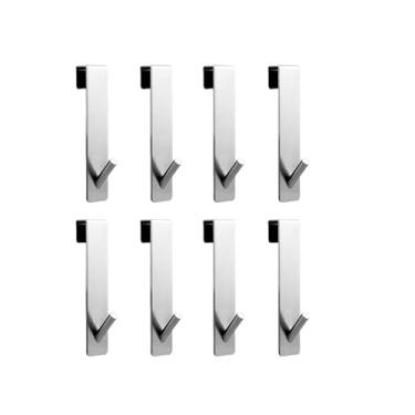Imagem de Gancho para porta de chuveiro de banheiro em aço inoxidável em formato de S, cabide sobre porta de vidro, acessórios para toalheiro de chuveiro, A, branco, 8 peças