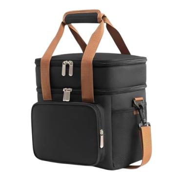 Imagem de Bolsa Térmica Premium Grande 2 Andares com Isolamento Térmico e Alça Ajustável (Preto)