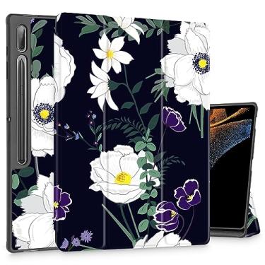 Imagem de Mektron Capa para Samsung Tab S9 Ultra 14,6 polegadas 2023 SM-X910/X916/X918, suporte de lápis embutido com função despertar/hibernar automática, suporte multi-ângulo para Galaxy Tab S9 Ultra 14,6 polegadas, flores de jardim