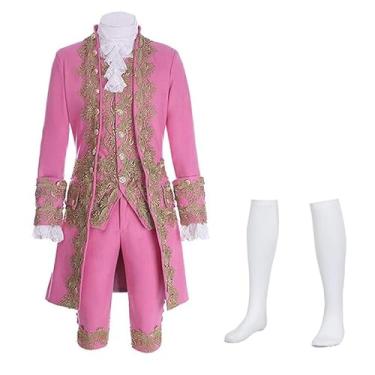 Imagem de CAMDOM Traje Masculino Vitoriano, Medieval Rococó, Estilo Corte, Príncipe, Conjunto De Roupa Cosplay, Vestido Elegante
