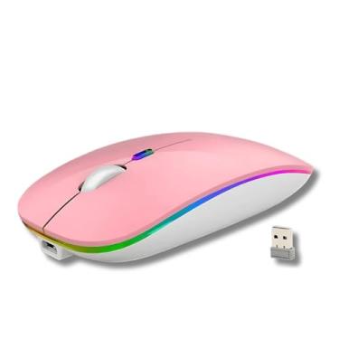 Imagem de Mouse sem Fio Recarregável Dupla Conexão, Bluetooth e USB, Wireless Mouse compatível com iPhone, MacBook,iPad,Laptop,PC,Notebook, Tablet,Ergonômico, Premium TecQuality (Rosa)