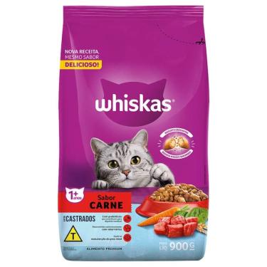 Imagem de Ração para Gatos Whiskas Castrados Sabor Carne 900g