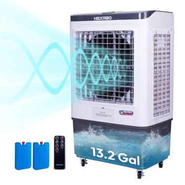 Imagem de Hexago Refrigerador de pântano, refrigerador de ar evaporativo de 7500 CFM com 3 velocidades, controle remoto, temporizador 24H, cabo de 30 litros, cabo de 2,5 m, refrigerador portátil de pântano para