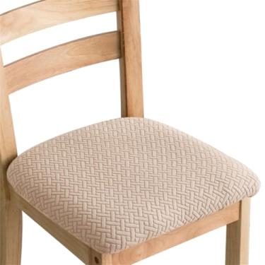 Imagem de Capas de assento para cadeira de jantar em jacquard elástico durável, removível e lavável, almofada elástica para cadeir