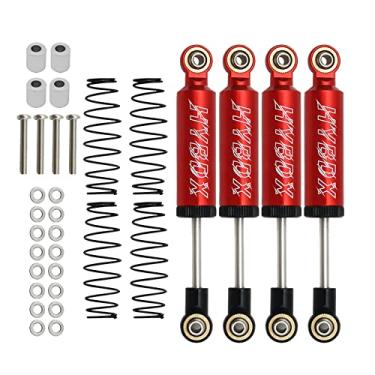 Imagem de 4 peças de amortecedor RC, conjunto de amortecedores RC, mola embutida para carro RC 70/80/90/100/110 mm amortecedor para rastreador 1/10 RC Axial SCX10 ii RBX10 Wraith TRX-4 MST Redcat (vermelho, 80