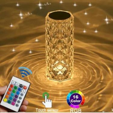 Imagem de Abajur 16 Cores LED USB Luminária Acrílico Touch e Controle - Yeet
