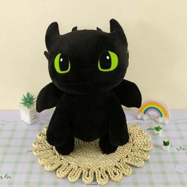 Imagem de Brinquedo De Pelúcia Dragão Branco E Preto Treinador Toothless Light F