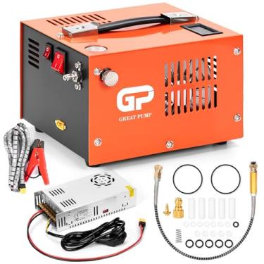 Imagem de TUXING Compressor de ar 4500psi, bateria de carro 110 V CA ou 12 V, para paintball/rifle de ar/tanque (TXES061)