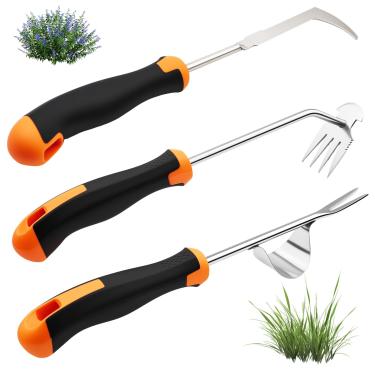 Imagem de 2025 Ferramenta de remoção manual de 3 peças, conjunto de ervas daninhas de jardim – Ferramenta manual de extrator de ervas daninhas de aço inoxidável com alça ergonômica, ferramentas de remoção de