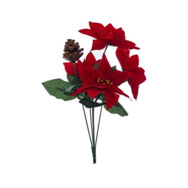 Imagem de Enfeite Decorativo Natalino - Buque Flor de Natal - Bico de Papagaio P