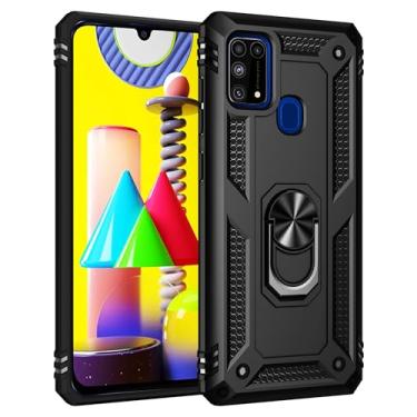 Imagem de SORAKA Capa para Samsung Galaxy M31 com suporte para anel Capa Slim Fit de TPU macio Capa Samsung Galaxy M21s com placa de metal para suporte magnético de telefone para carro