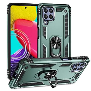 Imagem de SORAKA Capa para Samsung Galaxy M53 5G com suporte de anel capa armadura para Samsung Galaxy M53 5G capa traseira de policarbonato rígido com placa de metal para suporte magnético de telefone carro