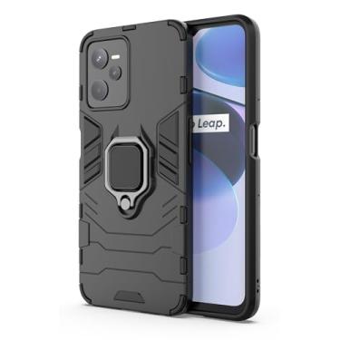 Imagem de SORAKA Capa para realme Narzo 50A Prime com suporte para anel Capa Slim Fit de TPU macio Capa realme C35 4G com placa de metal para suporte magnético de telefone para carro
