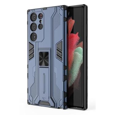 Imagem de SORAKA Capa para Samsung Galaxy S22 Ultra 5G com suporte Capa de proteção resistente para Samsung Galaxy S22 Ultra 5G Capa com placa de metal para suporte magnético para carro Capa Silm Fit