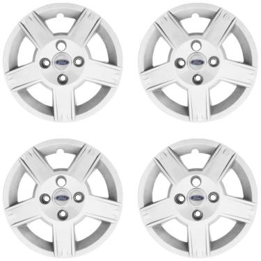 Imagem de 4X Calota Fiesta Ka Escort Aro 14 Prata Com Emblema 014Cb