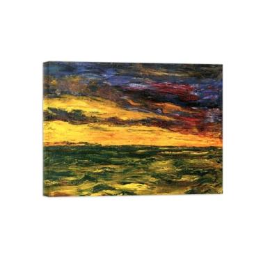 Imagem de Paisagem Abstrata Pôster Famosas Pinturas-Reprodução em Tela-Imagem Decoração Sala de Estar(Autumn Sea V) 60x80cm-23x31in Tela Embrulhada