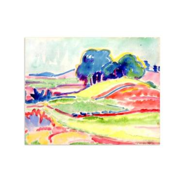 Imagem de Paisagem Abstrata Pôster Famosas Pinturas-Reprodução em Tela-Imagem Decoração Sala de Estar(Hills and Trees) 60x80cm-23x31in Sem Moldura