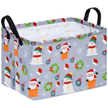 Imagem de KUNRO Cesto de armazenamento de presente de Natal retangular organizador de armazenamento para cesto de berçário, casa, cesto de roupa suja para quarto de crianças, cestas de prateleira de bebê.