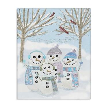 Imagem de Stupell Industries Arte de parede em tela Happy Snowman Family, design de Kristal Clifford, 20 x 16