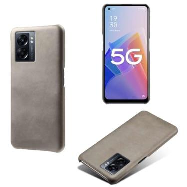 Imagem de Capa para OPPO A57 5G,Proteção contra quedas,Casca de volta de cor sólida simples,Design de couro de imitação de plástico-Gray