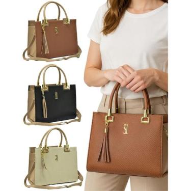 Imagem de Bolsa Castelo Caninana Trançada Bicolor Grande Feminina - Santa Lurdes