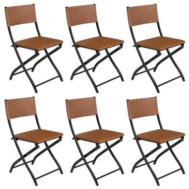Imagem de Cadeira Dobravel Bar, Lanchonete Caramelo - Kit 6 Pc