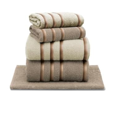 Imagem de Jogo de Toalhas de Banho Appel Classic, 5 Peças, 100% Algodão, 390g/m² (Banhão 78x150cm) (Amarula/Bege Glacê)