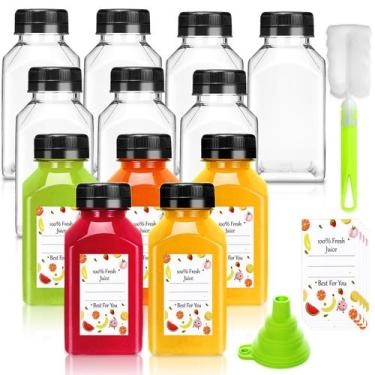 Imagem de Garrafas de suco Leaflai de 4 onças/120 ml de plástico com tampas invi