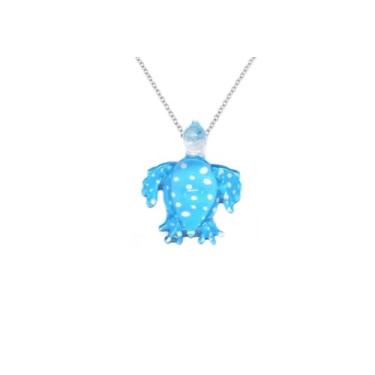 Imagem de Colar com pingente exclusivo de tartaruga marinha azul celeste de vidro soprado feito à mão, estatueta de animal marinho, joias fofas, ideias de presente para mulheres e homens, nº 2