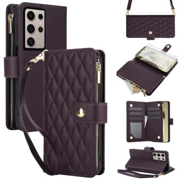 Imagem de Asuwish Capa de celular para Samsung Galaxy S25 Ultra 5G com protetor de tela de vidro temperado e carteira com zíper, suporte para cartão, acessórios para celular S25Ultra 25S S 25 25Ultra 6.9 2025