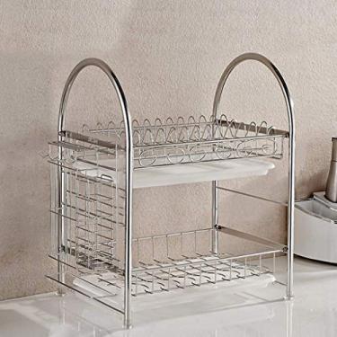 Imagem de Suporte de talheres 304 suprimentos de cozinha escorredor de pratos de aço inoxidável prateleira multifuncional com pauzinhos balde faca suporte suporte para louças talheres arejador de roupas