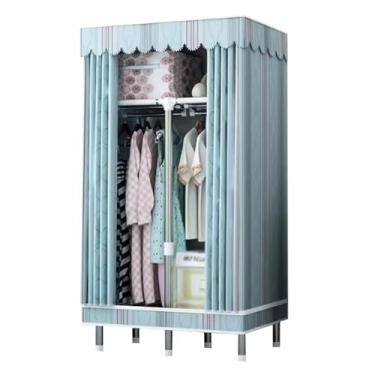 Imagem de YPDJVLTI Armário portátil armário portátil armário moldura de aço armários para quarto roupas armário economiza espaço grande armário fácil de montar armário espaçoso