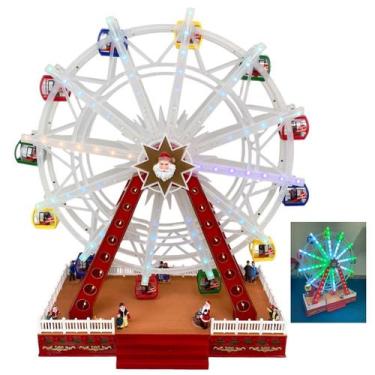 Imagem de Roda Gigante Natalino Natal Papai Noel Enfeite LED Giratorio Musical S
