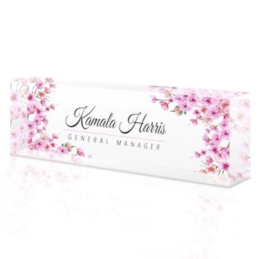 Imagem de placa de identificação acrílica personalizada, Placa de nome personalizada para mesa, Decoração de mesa, presente de escritório para colegas, chefes, professores