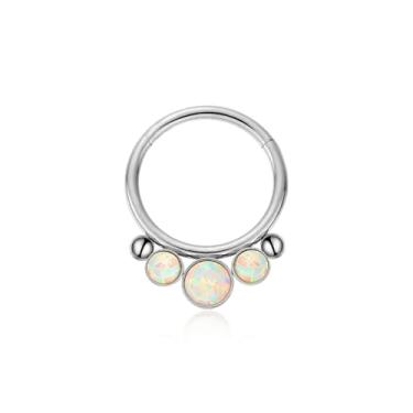 Imagem de Fiiuos 3 anéis de nariz, argolas de aço cirúrgico 316L, zircônia/opala, 16G, piercing de septo, argola articulada, cartilagem, hélice, tragus, concha, torre, lóbulo daith, argola sem costura, unissex