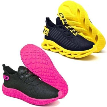 Imagem de Kit 2 Tênis Feminino Evoltenn Easy Modelos Diferentes Amarelo/Rosa, Am