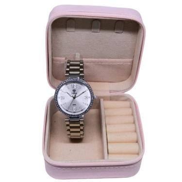 Imagem de Relógio Tuguir Feminino Ref: Tg30385 Prateado Estojo Porta Jóias