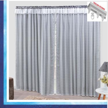 Imagem de Cortina Romantic Semiblackout e Voal 2,00 x 1,70 Para Trilho Suisso - Cinza