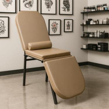 Imagem de Maca Fixa 3 Posições Reclinável Tatuagem Estética Massagem Compact (Dourado)