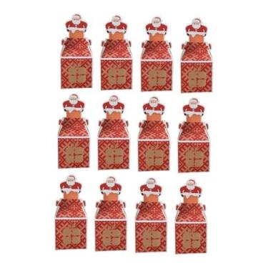 Imagem de MotiveTech 12 Caixas de Biscoitos de Natal para Lembrancinhas, Embalagens de Presentes, Organizador de Natal, Doces, Sobremesas Escolares, Caixa de Confeitaria D, Vermelho, Tamanho real