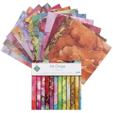 Imagem de 12 folhas de blocos de papel para scrapbook, 12 designs de 15,2 x 15,2 cm, papel de cartolina com padrão único de 15,2 cm x 15,2 cm, papel decorativo de 160 g/m², bloco de recortes para projetos DIY