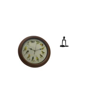 Imagem de Fenteer Elegante Relógio de Parede com Canto de Pássaros para Decoração de Sala de Jantar E Quarto com Estatueta de Pensador Abstrato E Ornamento de Estátua R